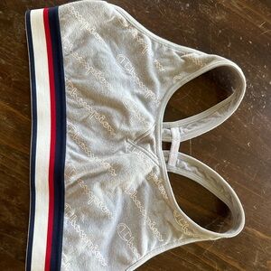 Champion Gray Athletic Bra with Red and Blue Accents